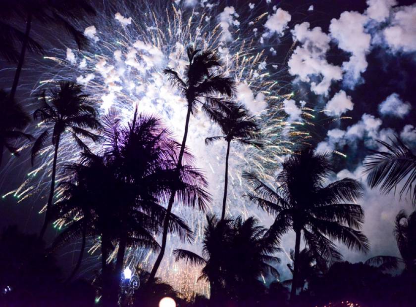 fireworks show on beach at emerald coast